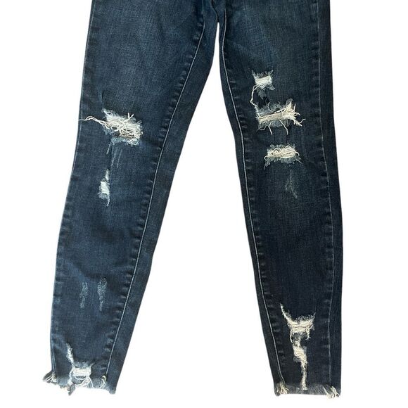 KanCan Women's Distressed Dark Blue Jeans - Picture 3 of 7